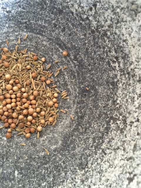 Toasted cumin and coriander seeds